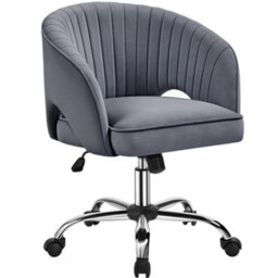 Yaheetech Accent Armchair With Tufted Barrel - Dark Grey / Velvet - thumbnail 2
