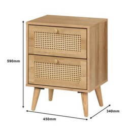Swish Furniture Manila Oak & Pvc Rattan 3 Piece Bedroom Set With 2 Door Double Wardrobe, 2 Drawer Bedside And 3+2 Drawer Chest - thumbnail 6