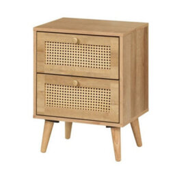 Swish Furniture Manila Oak & Pvc Rattan 3 Piece Bedroom Set With 2 Door Double Wardrobe, 2 Drawer Bedside And 3+2 Drawer Chest - thumbnail 5