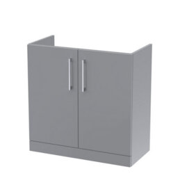 Nuie Hudson Reed Arno Floor Standing Vanity Unit, Durable 2 Soft Close Door Bathroom Sink Vanity Unit With Shelf In  Satin Grey, 800mm