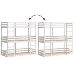 Berkfield Triple Bunk Bed Without Mattress White 90X190 Cm Single Solid Wood Pine - thumbnail 8