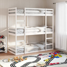 Berkfield Triple Bunk Bed Without Mattress White 90X190 Cm Single Solid Wood Pine - thumbnail 1