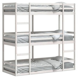 Berkfield Triple Bunk Bed Without Mattress White 90X190 Cm Single Solid Wood Pine - thumbnail 2