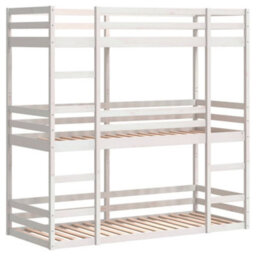 Berkfield Triple Bunk Bed Without Mattress White 90X190 Cm Single Solid Wood Pine - thumbnail 3