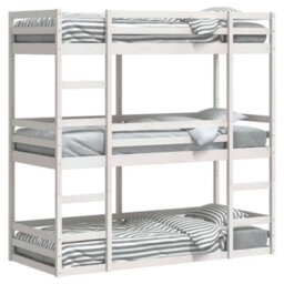 Berkfield Triple Bunk Bed Without Mattress White 90X190 Cm Single Solid Wood Pine - thumbnail 4