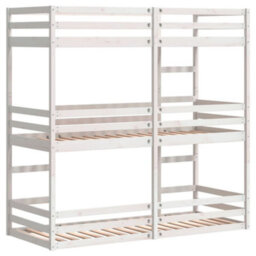 Berkfield Triple Bunk Bed Without Mattress White 90X190 Cm Single Solid Wood Pine - thumbnail 7