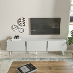 Decorotika Milagro Modern Tv Unit Tv Stand Gloss For Tvs Up To 71 Inch White&silver