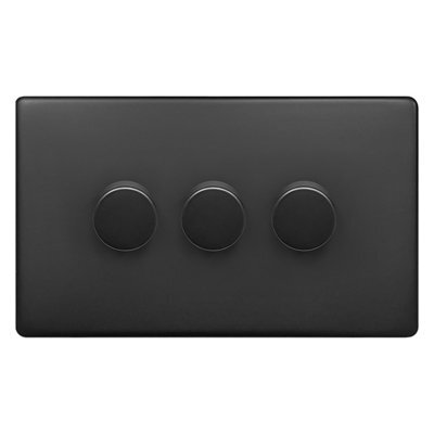 Long Life Lamps Company Matt Black 3 Gang 2 Way Led Dimmer Screwless Bl357Led - image 1