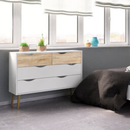 Furniture To Go Oslo Chest Of 4 Drawers (2+2) In White And Oak - thumbnail 6