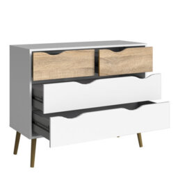 Furniture To Go Oslo Chest Of 4 Drawers (2+2) In White And Oak - thumbnail 4