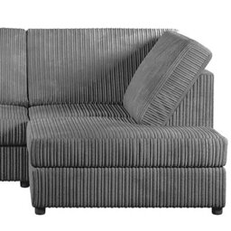 Furnishings For Less UK Luxor Grey Jumbo Cord Large 5 Seater Corner Sofa Long Right Hand Facing - Full Back - thumbnail 4