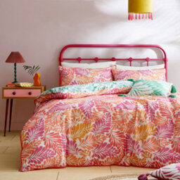 Appletree Carmen 100% Cotton Palm Leaf Print Pink Duvet Cover Set - thumbnail 4