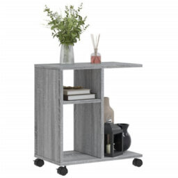 Berkfield Side Table With Wheels Grey Sonoma 50X30X55 Cm Engineered Wood - thumbnail 4