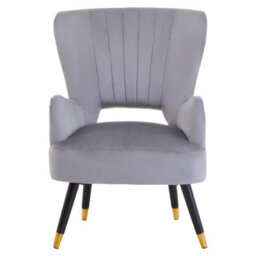 Orsina Grey Velvet Cut Out Back Chair, Sturdy Support Homebase Chair, Built To Last Velvet Desk Chair