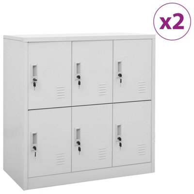 Walplus Locker Cabinets 2 Pcs Light Grey 90X45X92.5 Cm Steel - image 1