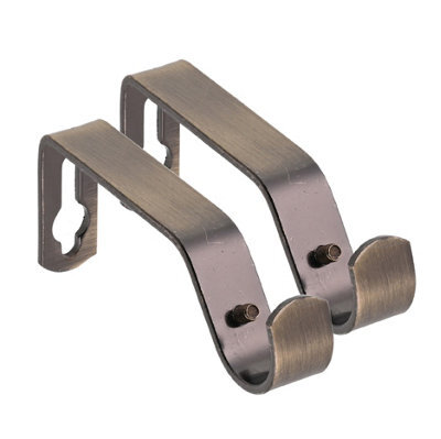 Lister Cartwright 19mm Curtain Pole Ends Brackets With Adjustable Screws Metal Finish (Pack Of 2)