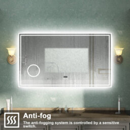 AVER-GROWTH Led Bathroom Mirror With Bluetooth 3 Colour Lights Anti-Fog Touch/wall Switch Clock 3X Magnifying Brightness Memory 1000X600mm - thumbnail 4