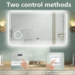 AVER-GROWTH Led Bathroom Mirror With Bluetooth 3 Colour Lights Anti-Fog Touch/wall Switch Clock 3X Magnifying Brightness Memory 1000X600mm - thumbnail 5