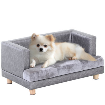 PawHut Grey Dog Sofa Bed With Soft Padded Cushion For Small Dogs - image 1