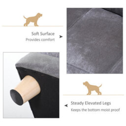 PawHut Grey Dog Sofa Bed With Soft Padded Cushion For Small Dogs - thumbnail 8