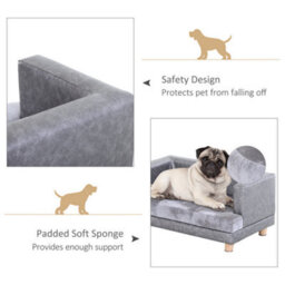 PawHut Grey Dog Sofa Bed With Soft Padded Cushion For Small Dogs - thumbnail 5