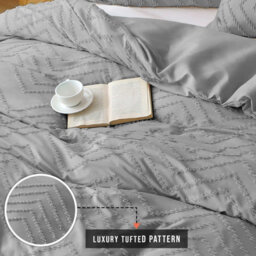 Lazzaro Tufted Double Duvet Set Ultrasoft Breathable Duvet Cover Double For All Seasons With Zipper Closure - thumbnail 2