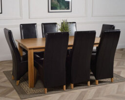 That's Furniture Oslo 180 X 90 Cm Large Oak Dining Table And 8 Chairs Dining Set With Lola Black Leather Chairs - thumbnail 3