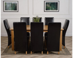 That's Furniture Oslo 180 X 90 Cm Large Oak Dining Table And 8 Chairs Dining Set With Lola Black Leather Chairs - thumbnail 2