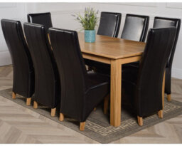 That's Furniture Oslo 180 X 90 Cm Large Oak Dining Table And 8 Chairs Dining Set With Lola Black Leather Chairs - thumbnail 1