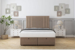 "Comfort The Foxy Mink Plush Ottoman Bed Base With 26"" Strutted Headboard 4'6 Double" - thumbnail 1