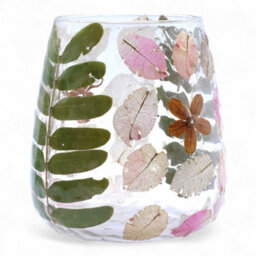 Serenityy Primavera Natural Floral Vase Candle Holder - Recycled Glass With Dried Flowers - 12X11Cm - thumbnail 4