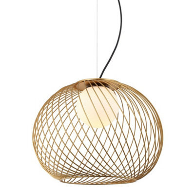 Luminosa Lighting Luminosa Modern Hanging Pendant Golden 1 Light  With White Shade, E27 - image 1