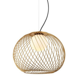 Luminosa Lighting Luminosa Modern Hanging Pendant Golden 1 Light  With White Shade, E27 - thumbnail 1