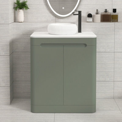 Royal Bathrooms Venice 700mm Sage Green Freestanding Bathroom Countertop Vanity Unit 2 Door With Milan Basin - image 1