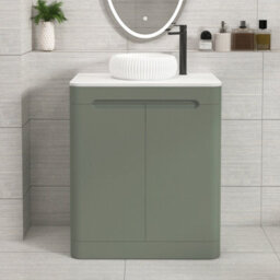 Royal Bathrooms Venice 700mm Sage Green Freestanding Bathroom Countertop Vanity Unit 2 Door With Milan Basin - thumbnail 1