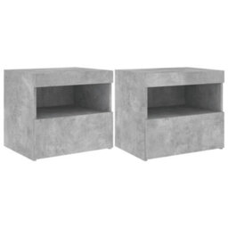 Berkfield Bedside Cabinets With Led Lights 2 Pcs Concrete Grey 50X40X45 Cm - thumbnail 2
