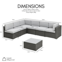 Home Detail Pisa Grey Modular Rattan Garden Sofa Set With Grey Cushions - thumbnail 2