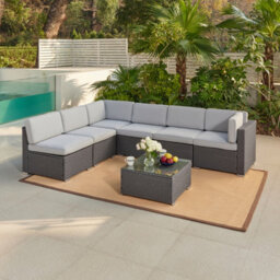 Home Detail Pisa Grey Modular Rattan Garden Sofa Set With Grey Cushions - thumbnail 1