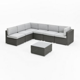 Home Detail Pisa Grey Modular Rattan Garden Sofa Set With Grey Cushions - thumbnail 3