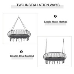 Outsunny Hanging Hammock Chair Macrame Seat For Patio Garden Yard Dark Grey - thumbnail 7