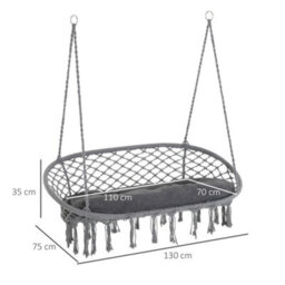 Outsunny Hanging Hammock Chair Macrame Seat For Patio Garden Yard Dark Grey - thumbnail 3