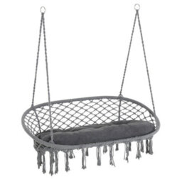 Outsunny Hanging Hammock Chair Macrame Seat For Patio Garden Yard Dark Grey - thumbnail 2
