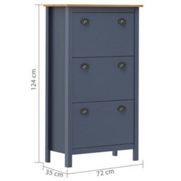 Walplus Shoe Cabinet Hill Grey 72X35X124 Cm Solid Pine Wood - thumbnail 4