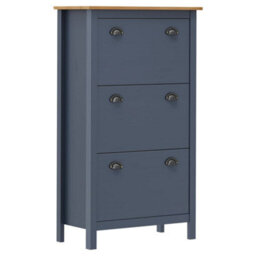 Walplus Shoe Cabinet Hill Grey 72X35X124 Cm Solid Pine Wood