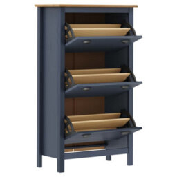 Walplus Shoe Cabinet Hill Grey 72X35X124 Cm Solid Pine Wood - thumbnail 3