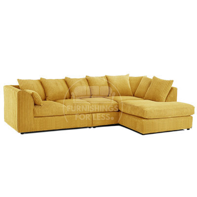 Furnishings For Less UK Luxor Mustard Jumbo Cord Large 5 Seater Corner Sofa Long Right Hand Facing - image 1