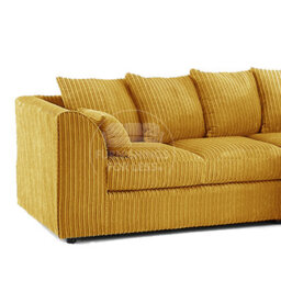Furnishings For Less UK Luxor Mustard Jumbo Cord Large 5 Seater Corner Sofa Long Right Hand Facing - thumbnail 2