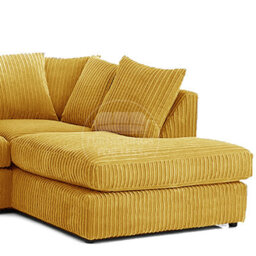 Furnishings For Less UK Luxor Mustard Jumbo Cord Large 5 Seater Corner Sofa Long Right Hand Facing - thumbnail 3