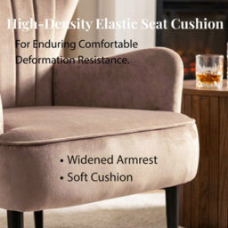 Evre Velvet Armchair, Large High Back Accent Reading Chairs For Living Room, Bedroom Or Office, Sand Pink - thumbnail 4