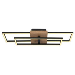 Luminosa Lighting Luminosa Kendra 60X15Cm Integrated Led Semi Flush Ceiling Light Matt Black 2X Led 3000K - thumbnail 3